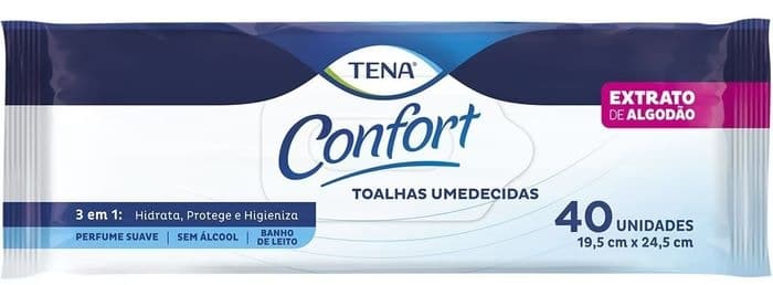 Toalha Umedecida Tena Confort c/ 40 un — foto 1