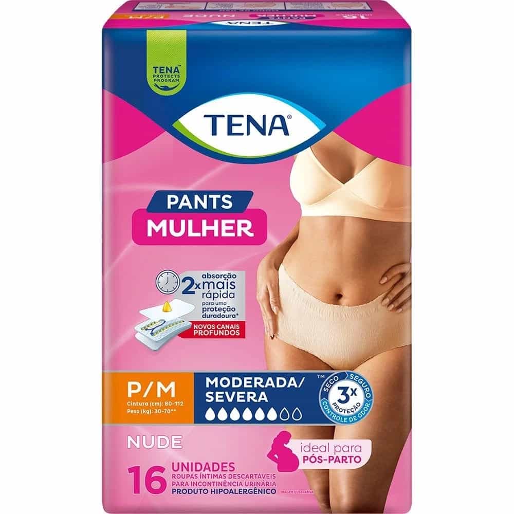 Calcinha Descartável Roupa Íntima Tena Pants Mulher P/M c/ 16 un