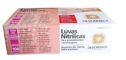 Luva Nitrílica Sem Pó Rosa Média — foto 1