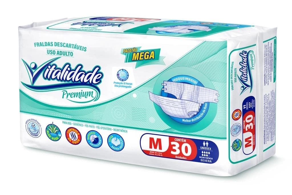 Fralda Geriátrica Noturna Vitalidade M c/ 30 un — foto 1