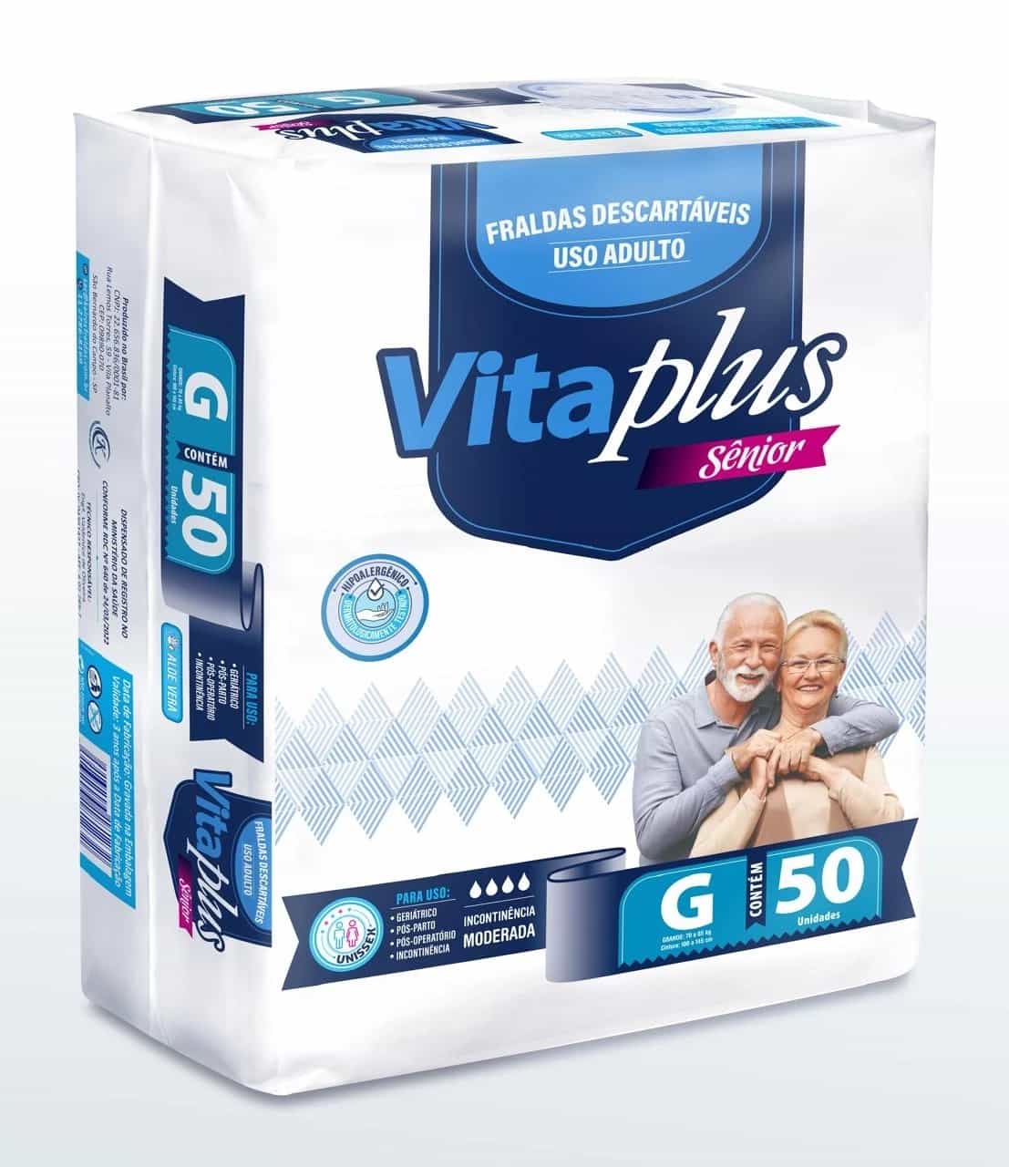 Fralda Geriátrica Vita Plus c/ 50 un Grande